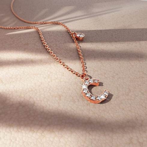 Solid 925 Sterling Silver Initial Crystal Personalised Alphabet Letter Necklace Rose Gold Filled